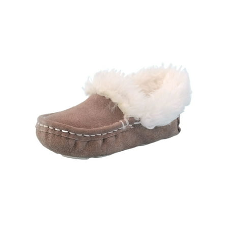 

Ymiytan Boys Winter Warm Shoe Walking Comfortable Unisex Toddler Plush Lined Moccasin Slippers House Cozy Home Shoes Apricot 7C