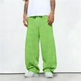 thumbnail image 5 of Mens Baggy Sweatpants Wide Leg Premium Lightweight Drawstring Pants Breathable Cotton Lounge Joggers with Pockets Green M, 5 of 6