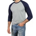 thumbnail image 5 of Men's Long Sleeve Crew Neck Baseball Shirt, Casual Dynamic Cotton Raglan T Shirts, Navy/Light Gray M, 1 Count, 1 Pack, 5 of 7