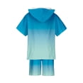thumbnail image 5 of HAOTAGS Boys Girls Gradient T-shirt Set Printed Summer Children Two-piece Shorts Set Blue Size 3-4 Years, 5 of 7