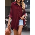thumbnail image 5 of Asyoly Womens Dresses Solid Button Down Oversized Corduroy Shirt Dress Casual Long Sleeve Tunic Dresses with Pockets, 5 of 7