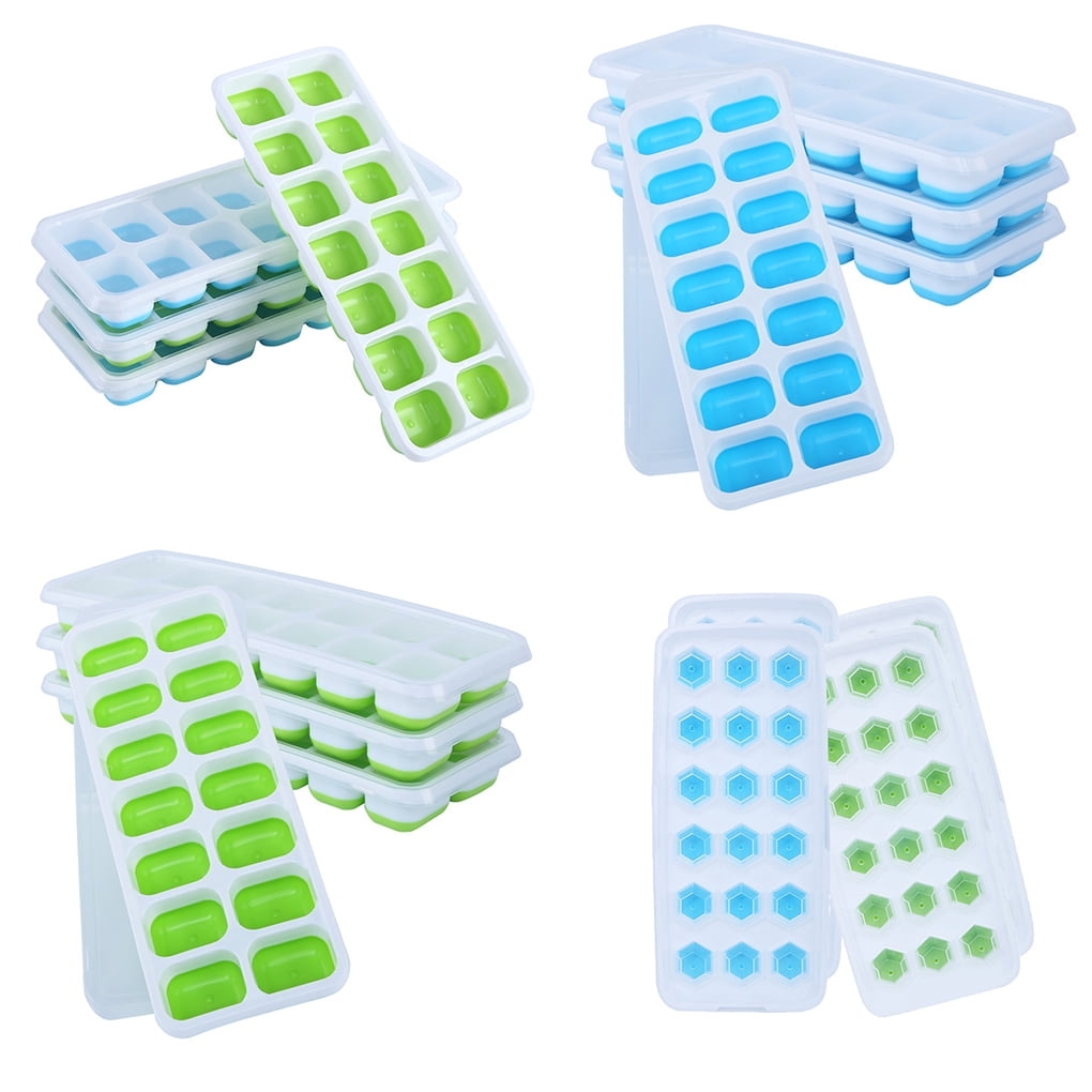 4PCS/Set Silicone Ice Cube Tray Mold Clear Cover Ice Cream Maker Molds Ice Plate Drinking Household Summer Tools