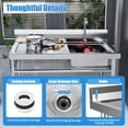 thumbnail image 4 of Wuzstar 1 Compartment Kitchen Sink Freestanding Commercial Kitchen Prep & Utility Sink Food Prep Table, 47.2"x23.6"x31.5", 4 of 11