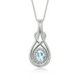 thumbnail image 3 of RYLOS Matching Jewelry Love Knot Set: Sterling Silver Tennis Bracelet, Ring & Necklace Gemstone w/ Diamonds Adjustable 7"-8" Wrist & 18" Chain Aquamarine March Birthstone; Size 7, 3 of 10