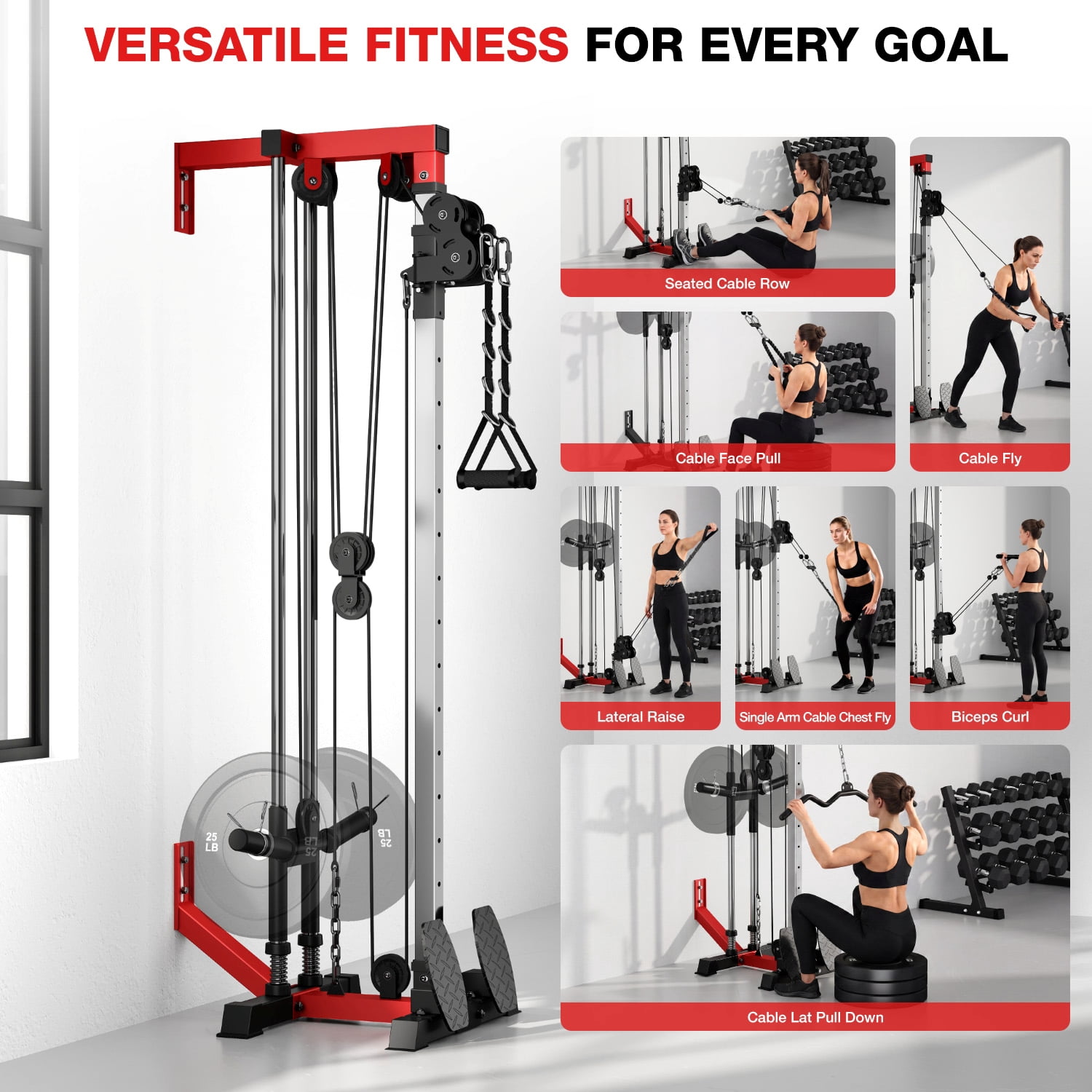ALLVIATE Cable Crossover Machine,Lat Pull Down Machine,Wall Mounted Pulley Tower functional trainer with Adjustable Dual Pulley System, Lat Pulldown Cable Training for Home Gym Fitness
