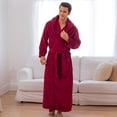 thumbnail image 3 of GFDYREE Men's Warm Fleece Robe with Hood, Plaid Big and Tall Bathrobe, 3 of 7