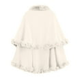 thumbnail image 4 of YueHuiYing Poncho Shawl Wrap Women Cape Winter Faux Fur Trim Coat Sleeveless Cardigan Dressy Cloak for Party, 4 of 5
