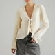 thumbnail image 1 of MHFRRA Blusa Francesa Plisada de Manga Larga, Ajustada y Elegante de Verano para Mujer, Estilo Casual y Moderno. Beige, 1 of 7