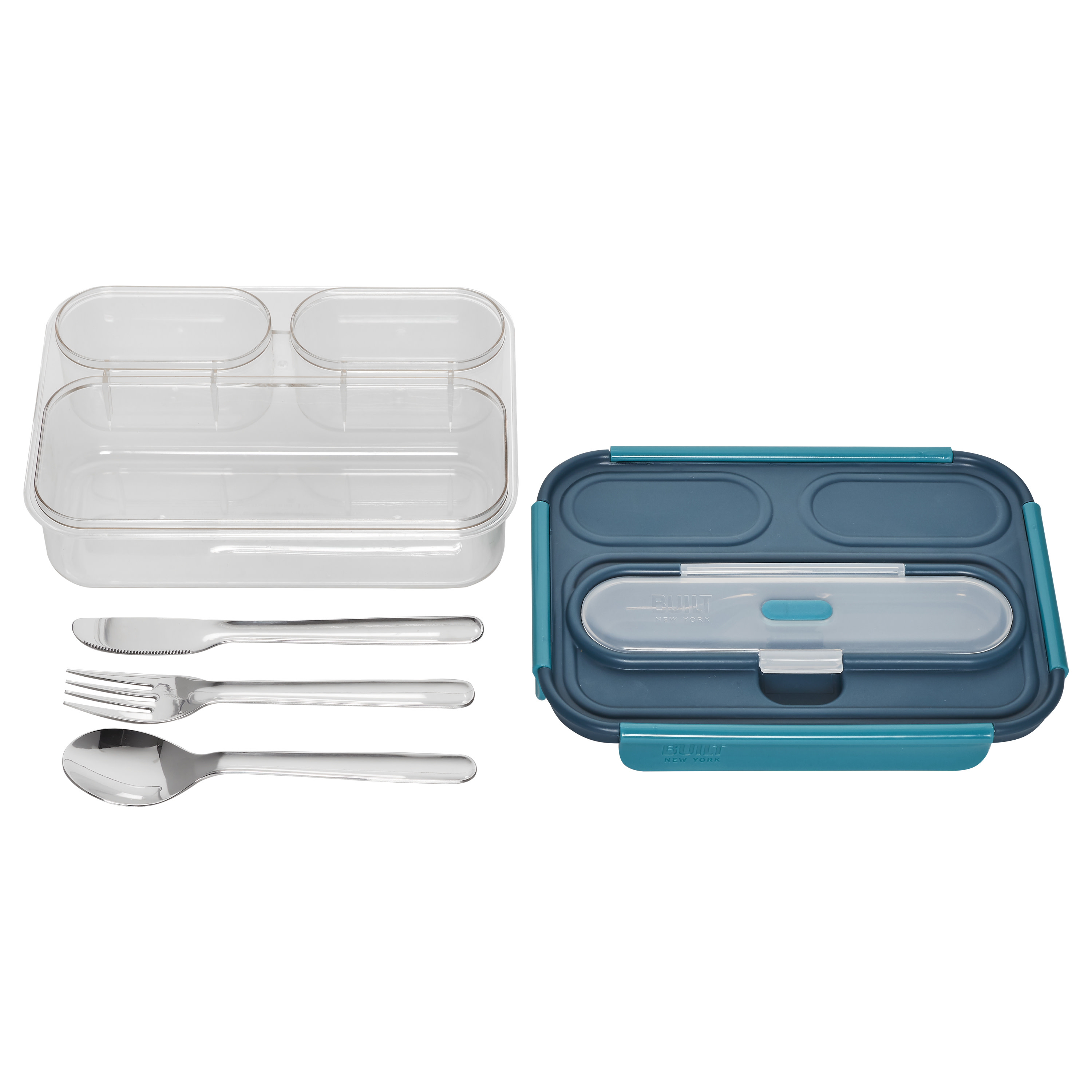 BUILT 2 Compartment Tritan Meal Prep Bento with Utensils and Ice Pack, Ink  Blue