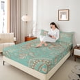 thumbnail image 5 of Feelyou Retro Western Paisley Twin Sheet Sets, Bohemian Damask Flower Twin Fitted Sheet, Mandala Hippie Theme Flat Sheet, Microfiber Bedroom Decor, 3pcs, 5 of 8
