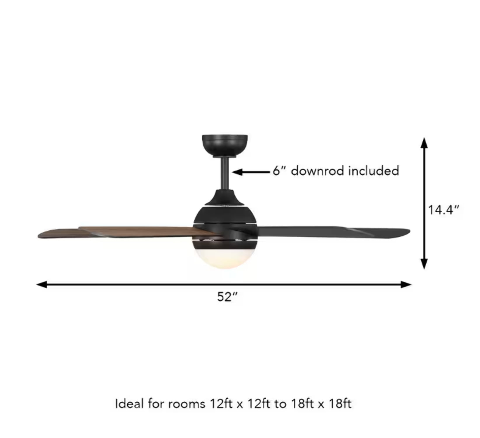 Hampton Bay Morland 52 in. Smart Indoor/Covered Outdoor Matte Black Ceiling Fan with Remote and Integrated LED Powered by Hubspace