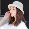 thumbnail image 5 of 56-58cm hat circumference female summer hat flower fisherman hat sunscreen basin hat - Beige, 5 of 5