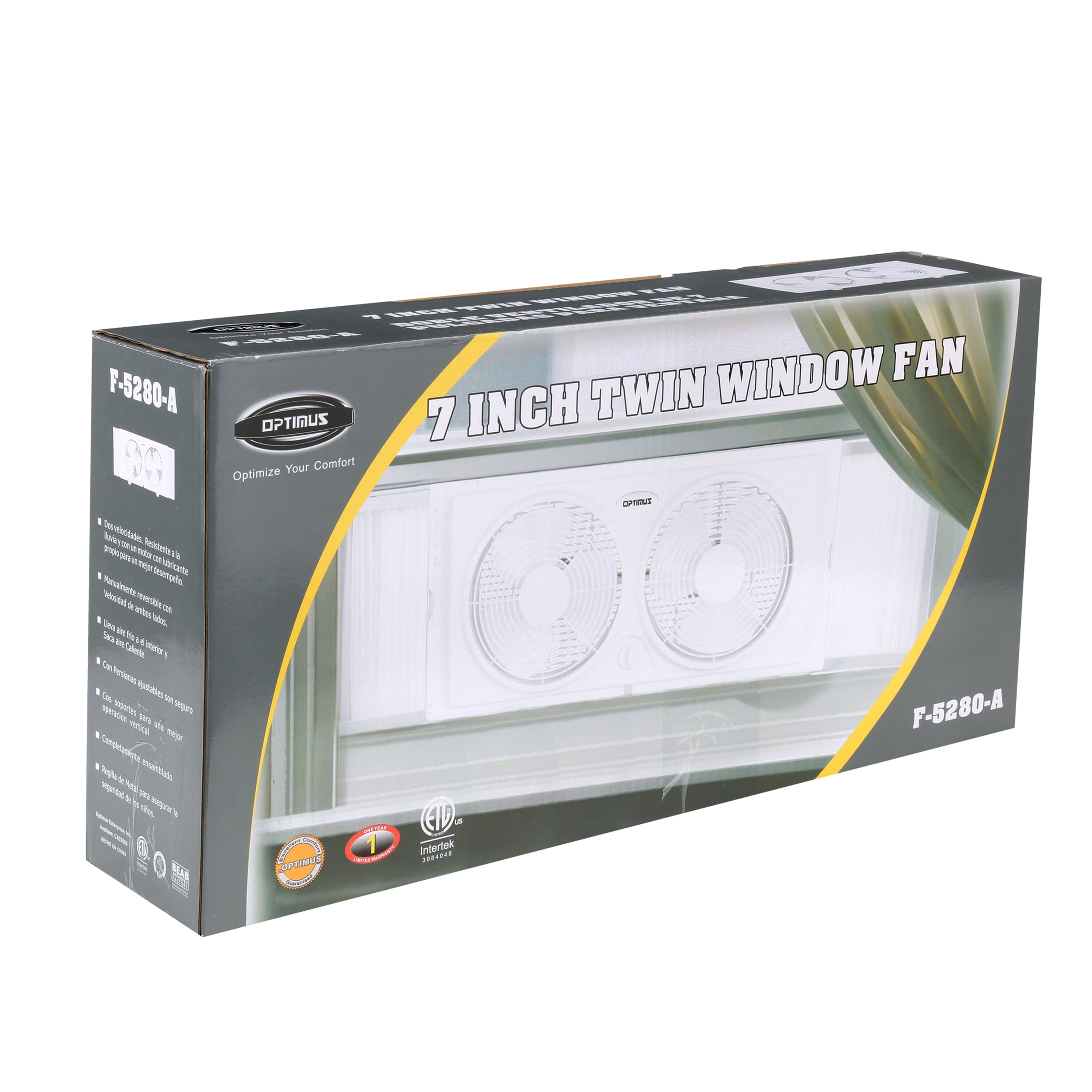 Optimus F-5280 7-Inch Twin 2-Speed Window Fan White