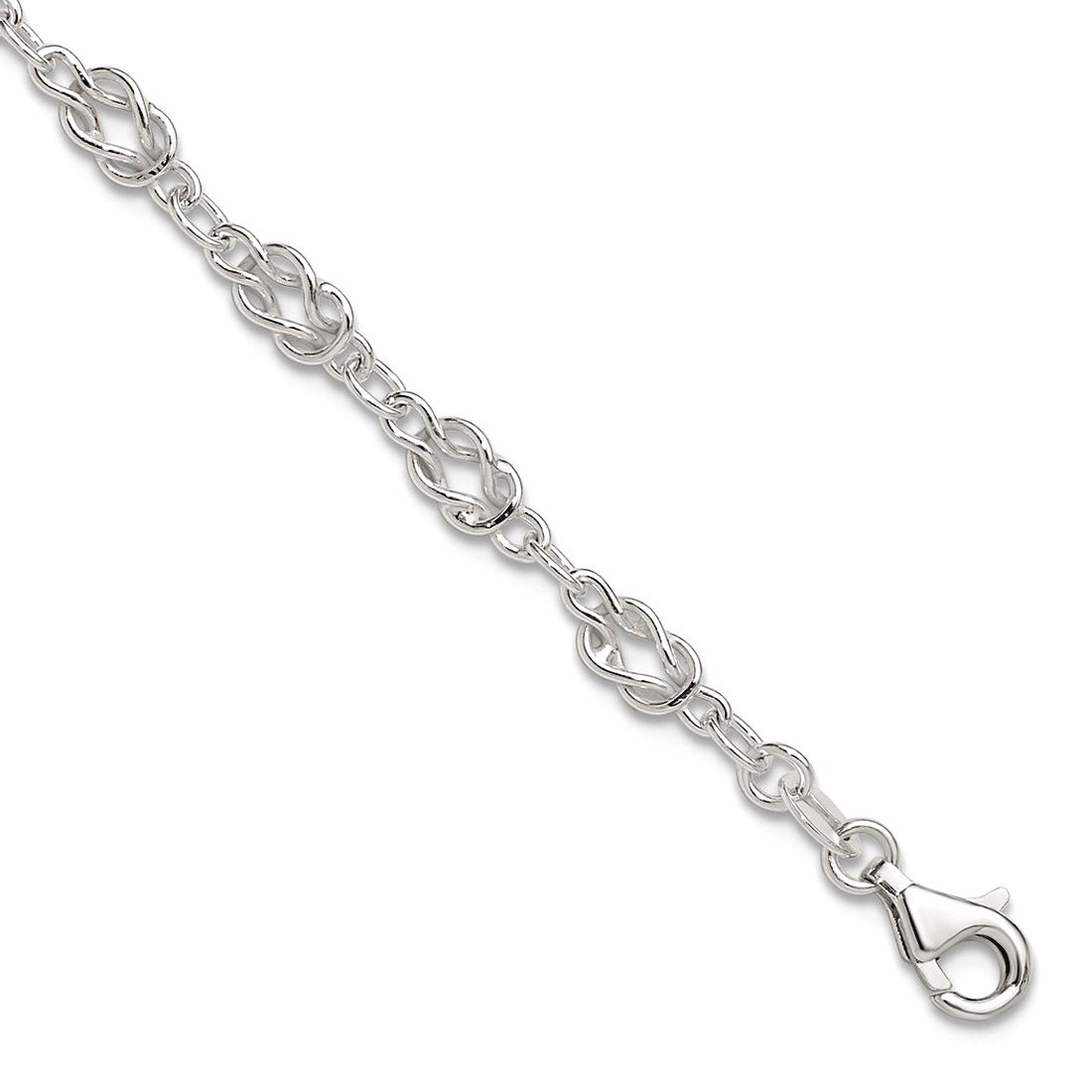 925 Sterling Silver Polished Fancy Lobster Closure Solid Fancy Knot-Link Anklet 10 Inch Lobster Claw 6mm Wide Anklet for