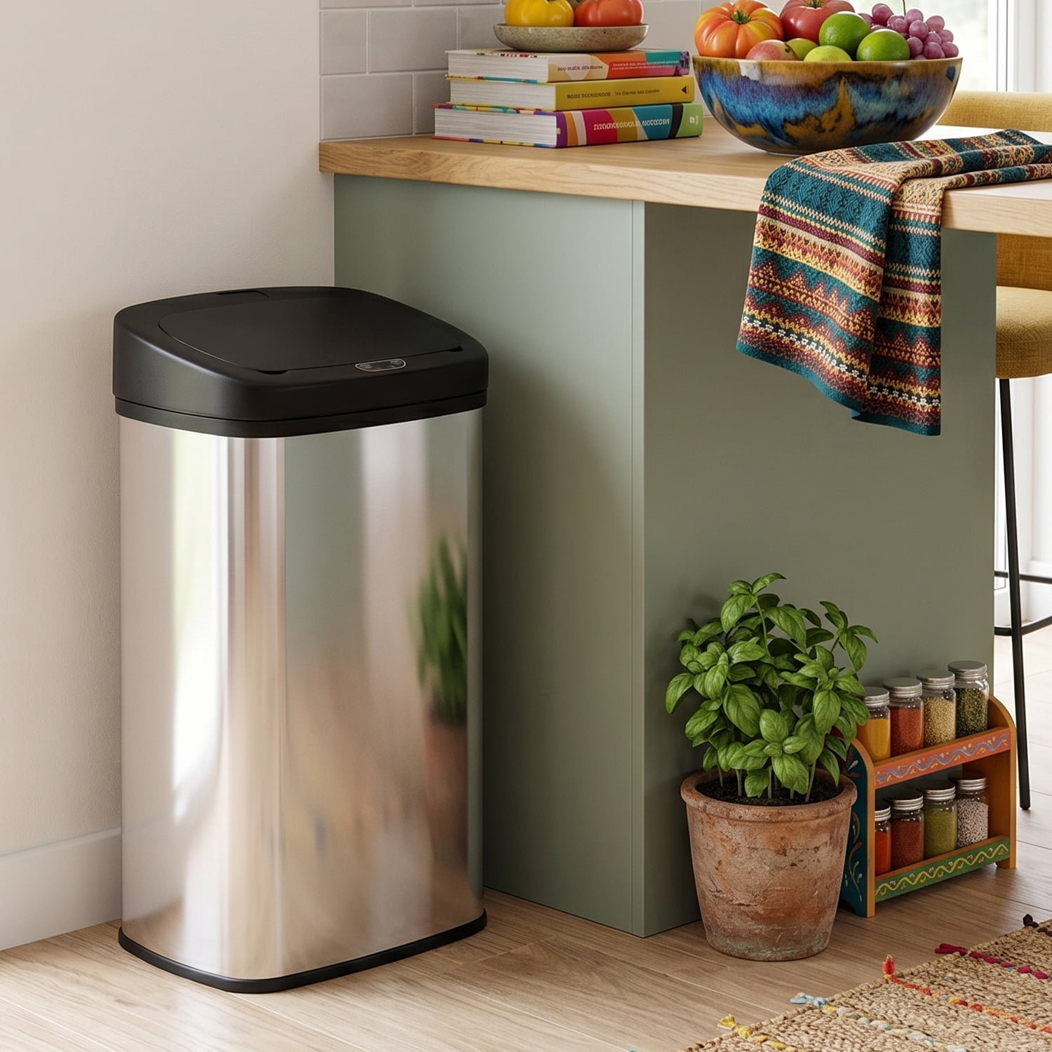 BestOffice 22 Gallon Stainless Steel Touchless Kitchen Trash Can with Motion Sensor for Indoor Use(Silver)