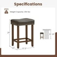thumbnail image 3 of Costway 24" Upholstered Bar Stools Set of 2 with Footrests Rubberwood Frame Saddle-shaped Gray, 3 of 9