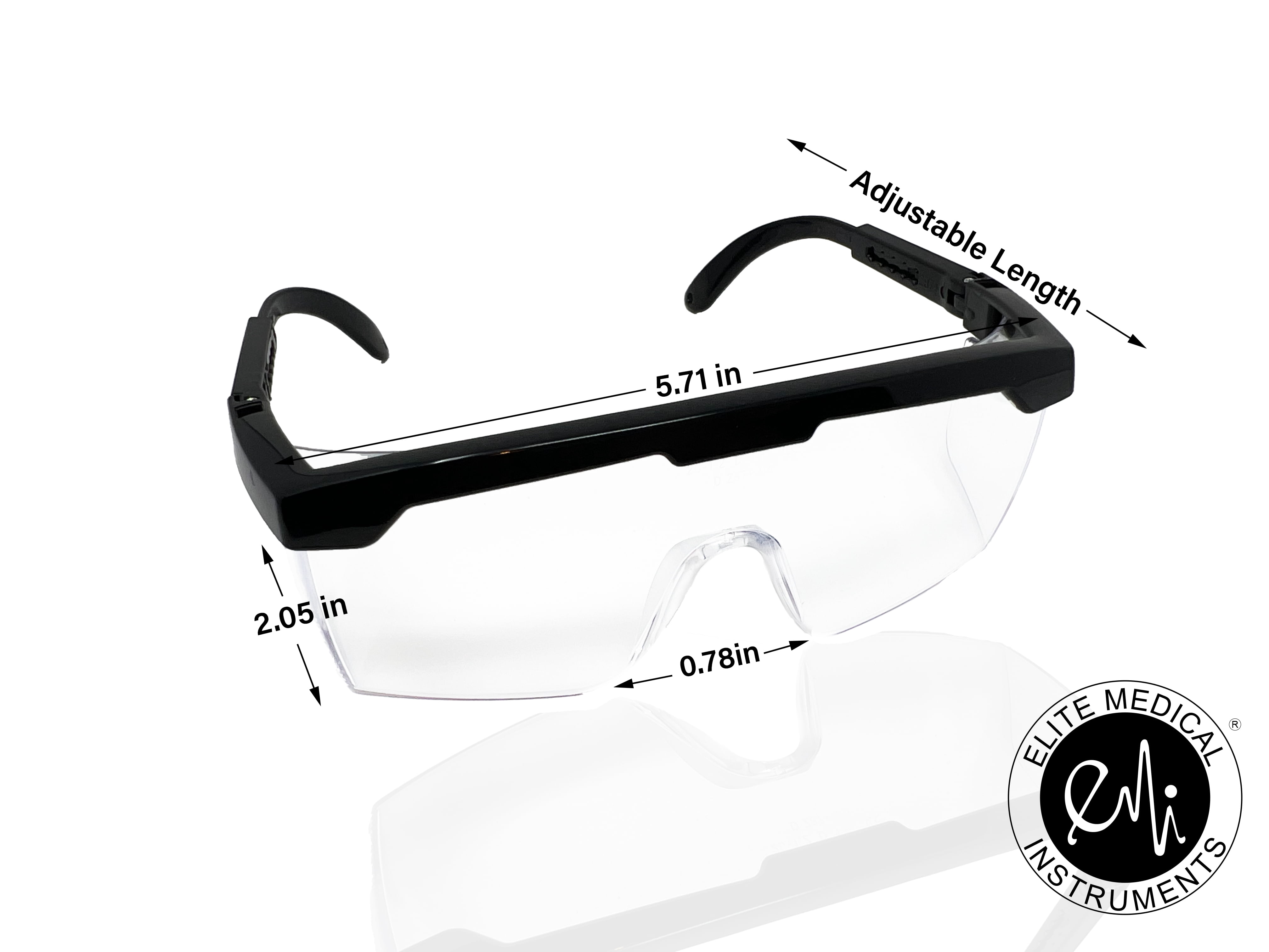 EMI # 411 10 PACK - 10 BLACK Full Frame Adjustable Eyewear Safety Glasses