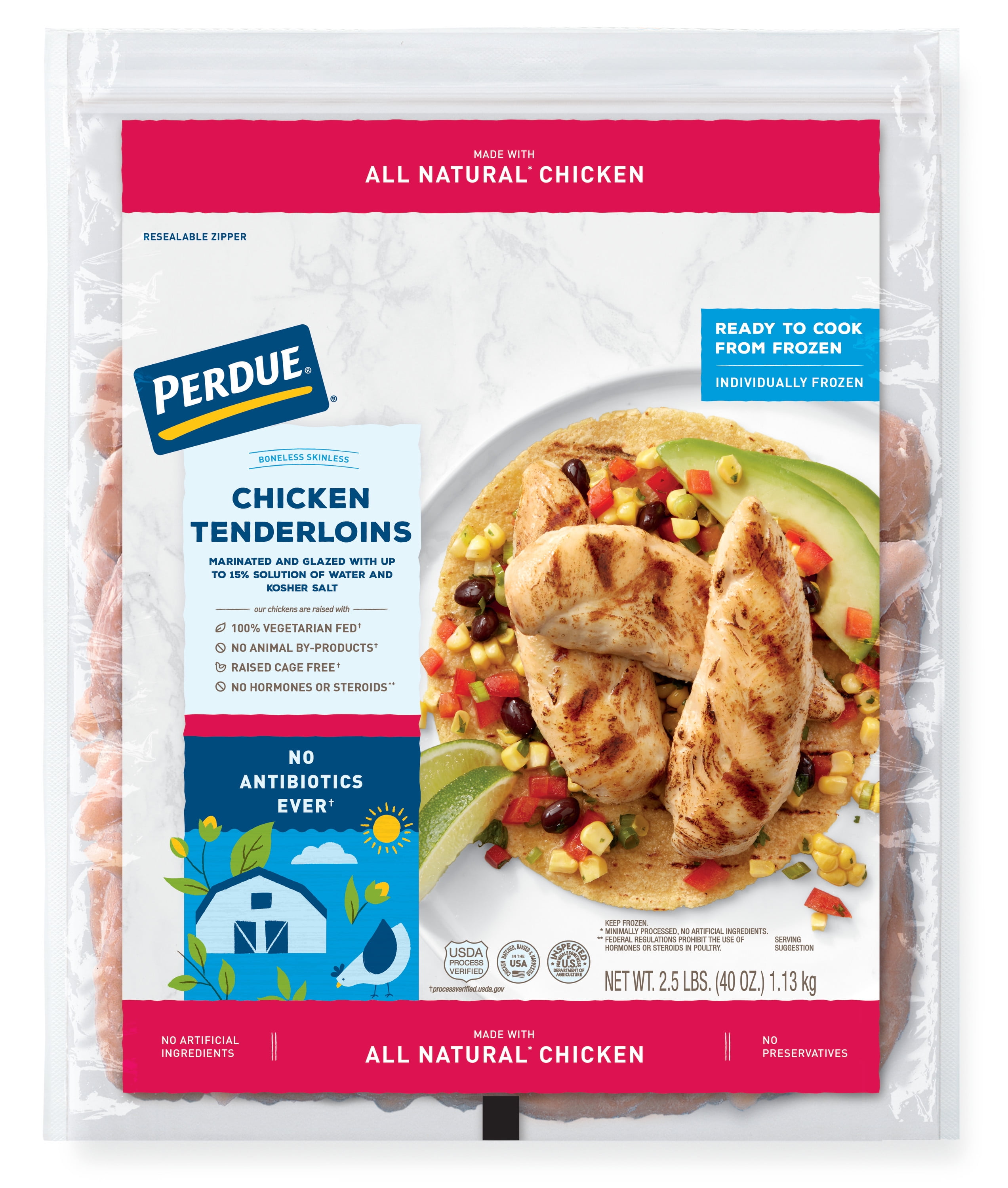 Perdue Boneless Skinless Chicken Tenderloins, 2.50 lb. (Frozen)