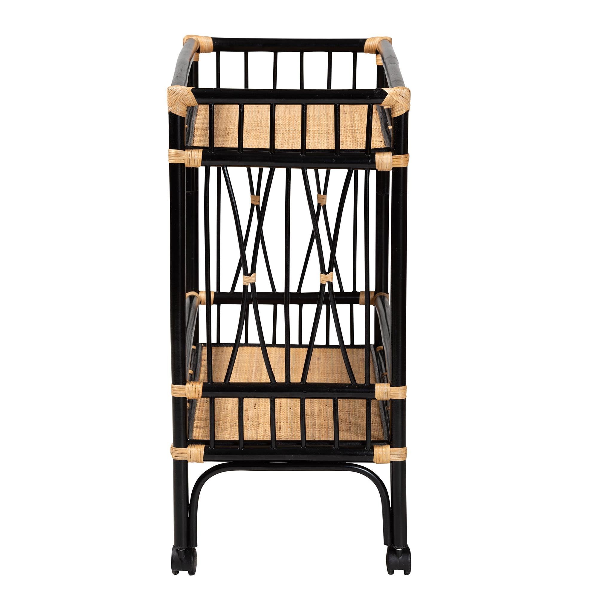 bali & pari Dalinda Rattan BOHO Kitchen Cart, Natural Brown