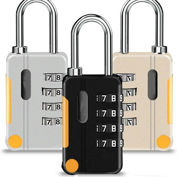 LOVEVER 3 Pack 2.6 Inch Long Shackle Combination Lock 4 Digit Resettable Sport Padlock Multifunctional Outdoor Waterproof Password Padlock for Gym Fence Staff Locker