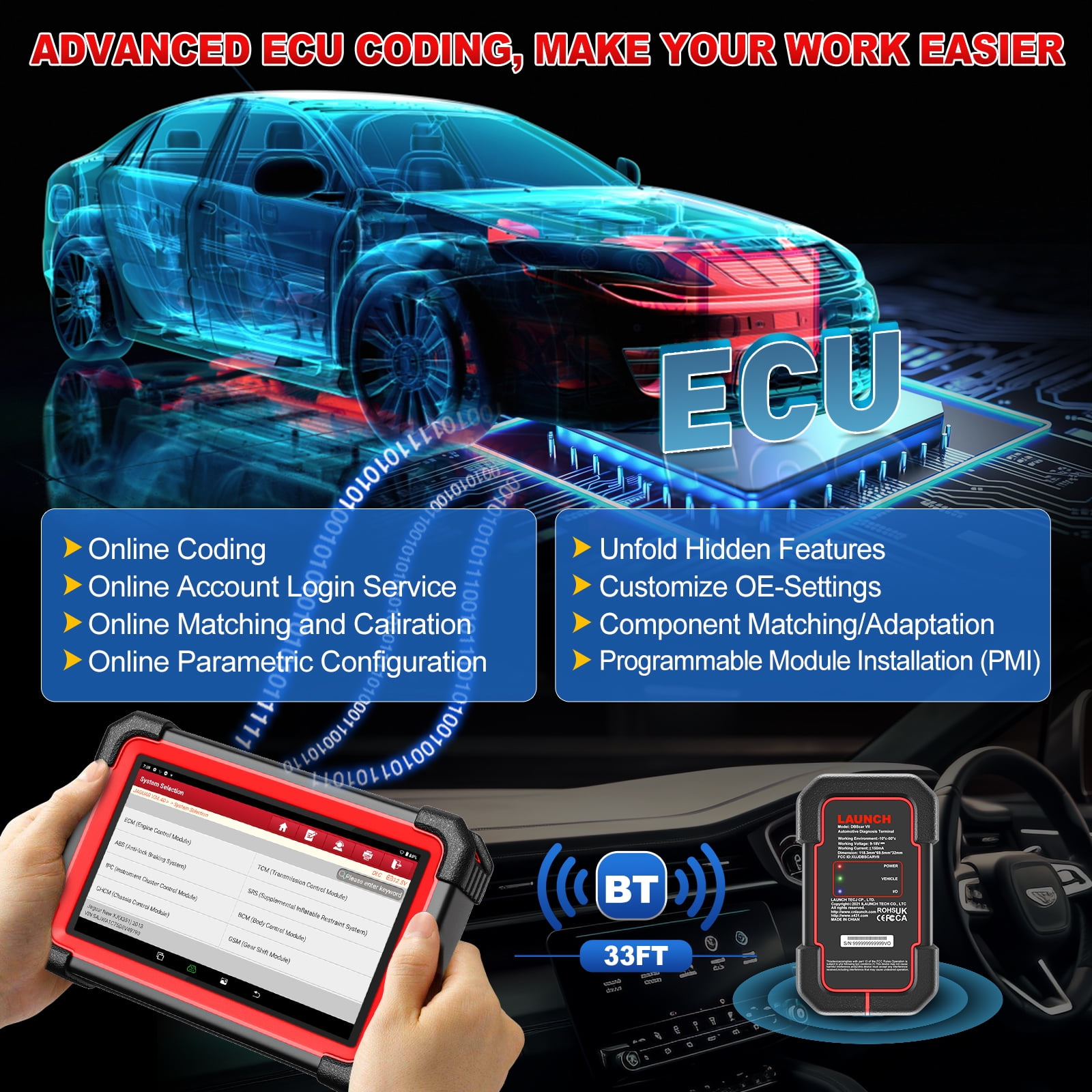 LAUNCH X431 Scanner CRP 919E BT 2024 OBD2 Diagnostic Scan Tool with Full System for All Vehicles,Bi-Directional Control,CANFD DOIP,FCA AutoAuth