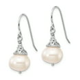 thumbnail image 2 of Sterling Silver Rhodium-plated 9-10mm White Near-Round Freshwater Cultured Pearl 18 inch Necklace and Dangle Earrings Set QG5612SET, 2 of 4