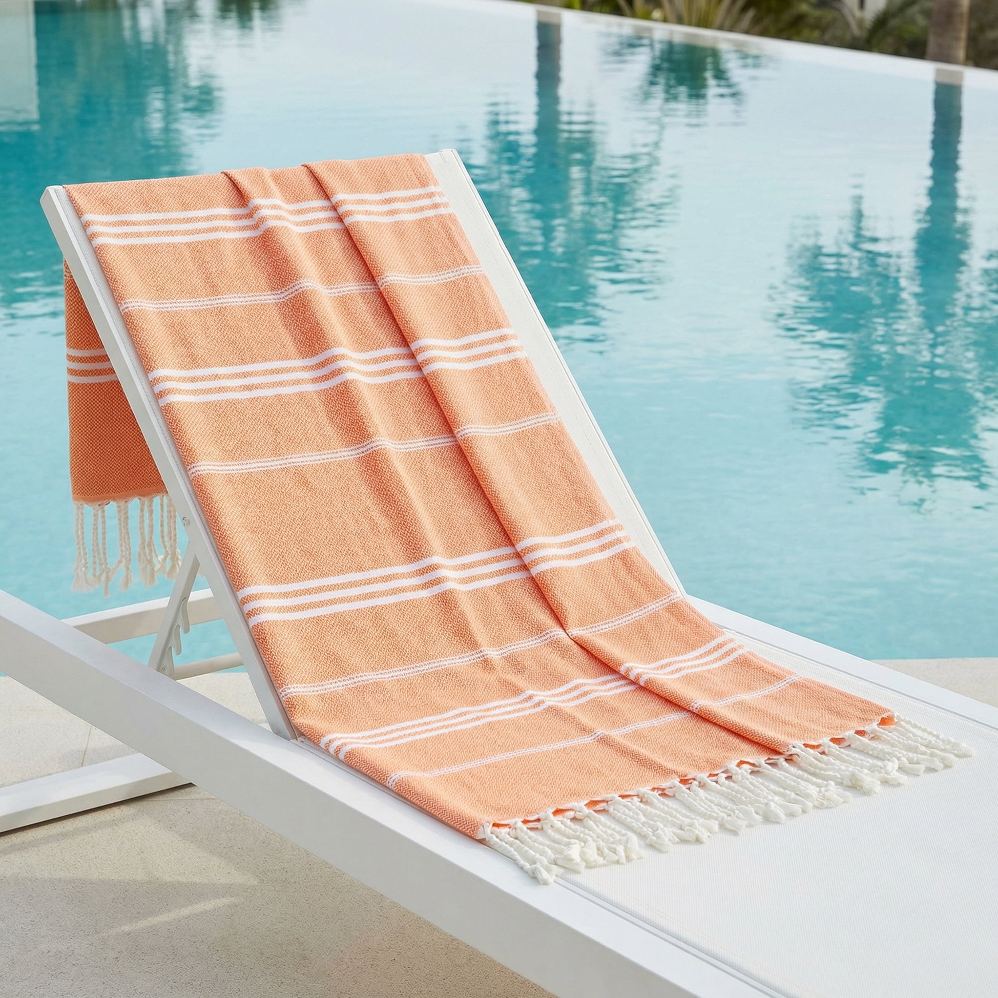 Unique Bargains Stripe Turkish Quick Dry Beach Towel 2 Pack Orange 71"x35"