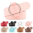thumbnail image 3 of Female Solid Color Imitation Leather Metal Round Buckle Belt Girls Jeans Modeling Decoration Belt, 3 of 9