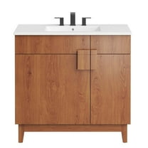 Modway Miles 36” Bathroom Vanity in White Walnut