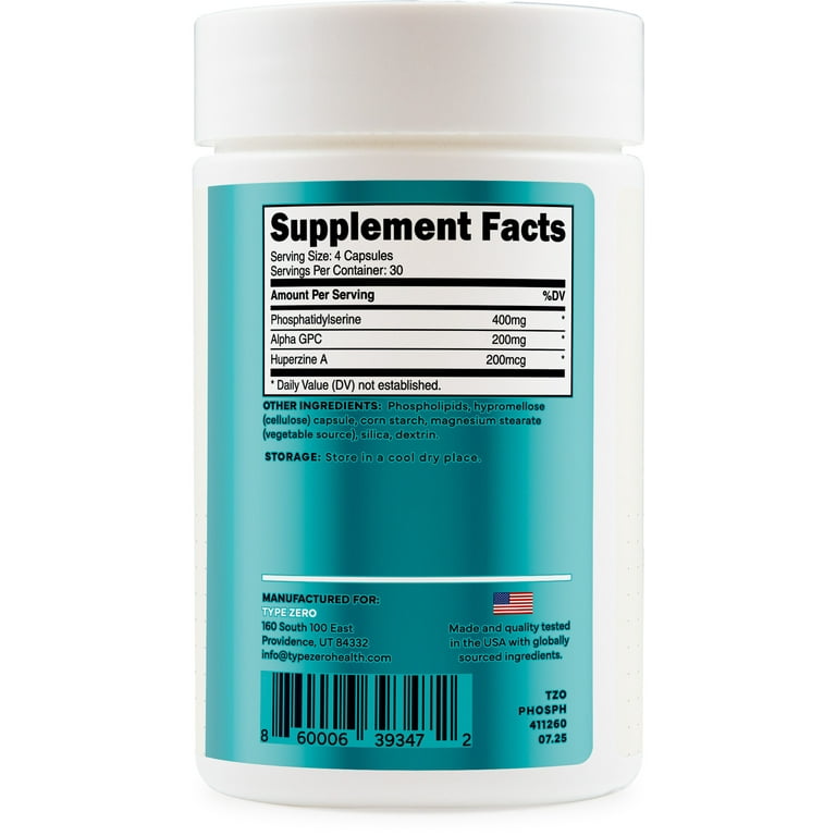 Type Zero Phosphatidylserine 3X Strength Nootropics Brain Support