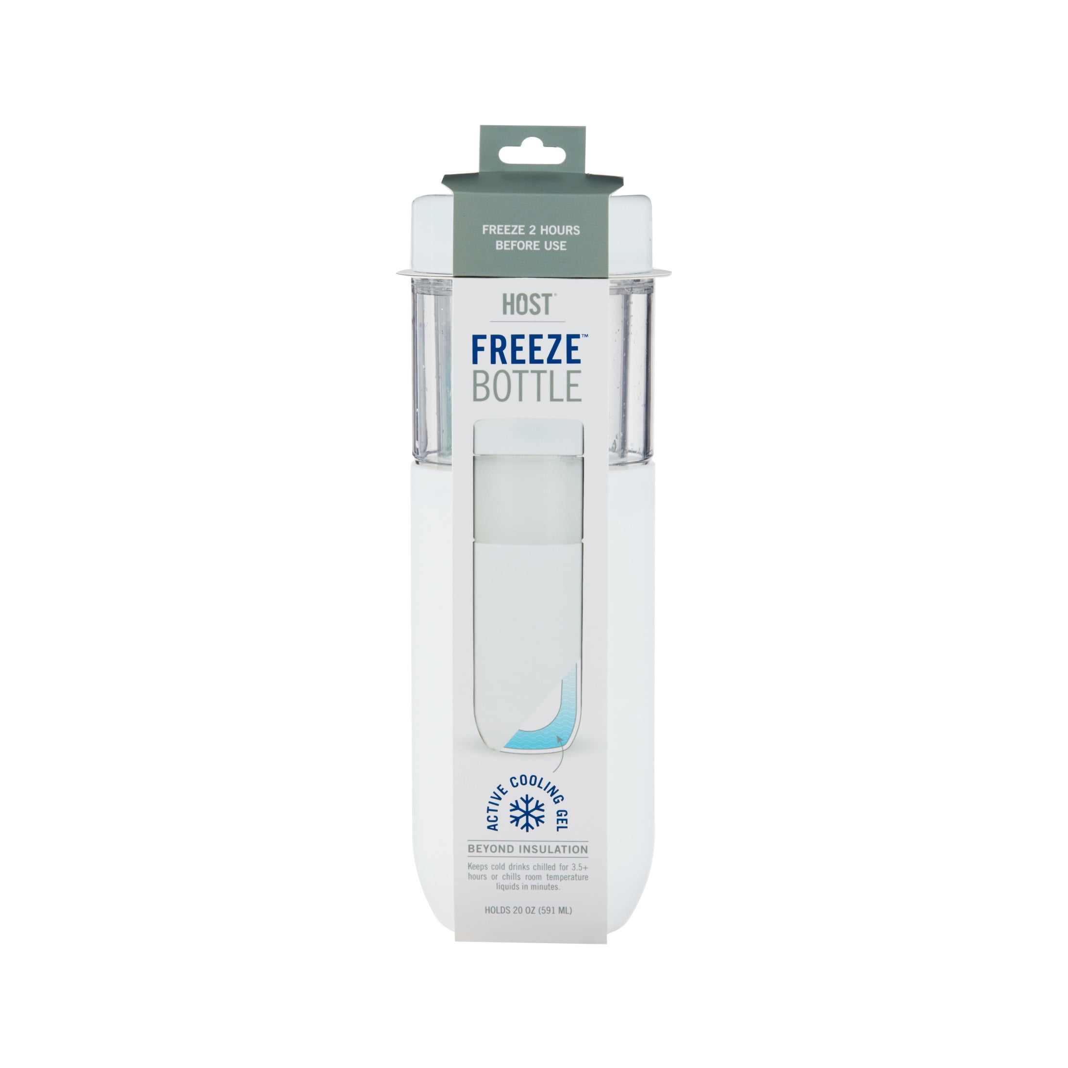 Host FREEZE Double Walled Water Bottle, Freezer Cooling Tumbler, 20oz White