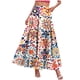 thumbnail image 2 of TaTaai Women's High Waist Boho Printed Maxi Skirt Elastic Waist A-Line Long Skirt with Ruffle Hem Pockets for Casual Daily Beach Vacation Gift, 2 of 9