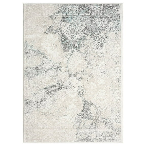 LR Home Antalya Durable Performance Area Rug Indoor in Beige/Blue, 9' x 12'