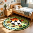 thumbnail image 6 of Football Shaped Round Area Rug,31.5in Soft Fluffy Sports Theme Floor Mat,Non Slip Circular Carpet for Bedroom Living Room Entryway Home Indoor Sports Style Decor, 6 of 6