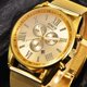 thumbnail image 1 of Fiudx Ofertas Flash Del Día Reloj De Pulsera De Malla De Acero Inoxidable De Cuarzo Analógico Multifunción Con Fecha De Día Para Hombre, 1 of 2