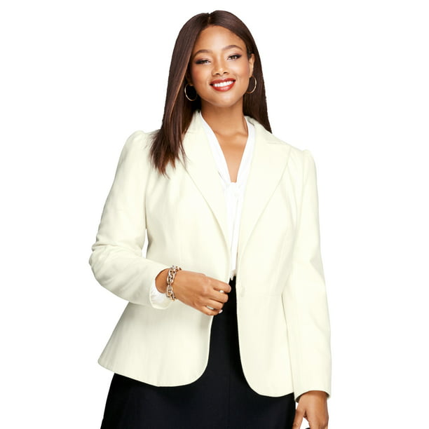 Sudan nok tilgivet Jessica London Women's Plus Size Wool-Blend Peplum Blazer Jacket - 18 W,  Ivory White - Walmart.com