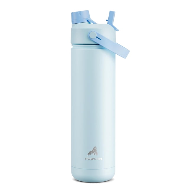Botella de agua aislante POWCAN 770 ml con pajita 2 en 1 y tapa con boquilla