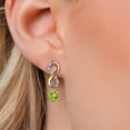 thumbnail image 3 of Gem Stone King 925 Silver and 10K Yellow Gold Green Peridot and Lab Grown Diamond Dangle Earrings for Women | 1.06 Cttw | Gemstone August Birthstone | Heart Shape 5MM, 3 of 6