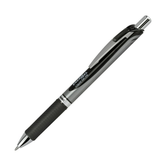 EnerGel RTX Retractable Liquid Gel Pen, Bold Line, Metal Tip, Black Ink, 12 Count