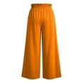 thumbnail image 6 of ibiyuan Women Textured Pleated Wide Leg Trousers, Elastic High Waist Flowy Loose Fit Pants Lightweight Casual Bottoms Resort Street Daily Outfit, 6 of 6