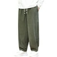 thumbnail image 2 of DPTALR Men's Vintage Solid Color Corduroy Elastic Waist Straight Leg Casual Pants, Green Big and Tall Men L, 2 of 9
