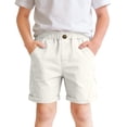 thumbnail image 2 of HAOTAGS School Uniform Shorts for Boys(2–8) Mid-Length Solid Casual Summer Soft Cotton Shorts With Functional Front Pockets White Size 5-6 Years, 2 of 9