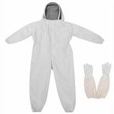 Beekeeping Suit Professional Bee Protective Equipment with Long Gloves and Veil Hood for Beekeeper - White (XXL)