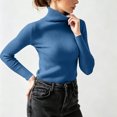 thumbnail image 4 of Vivianyo HD Women's Fitted Turtleneck Rib Knit Pullover Sweater, Fall Winter Slim Stretch Long Sleeve Top for Women Office Layering Daily Wear, Free Size, 4 of 7