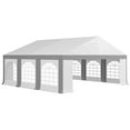 thumbnail image 3 of Outsunny 20' x 40' Large Outdoor Carport Canopy Party Tent with Removable Protective Sidewalls & Versatile Uses, White and Gray, 3 of 10