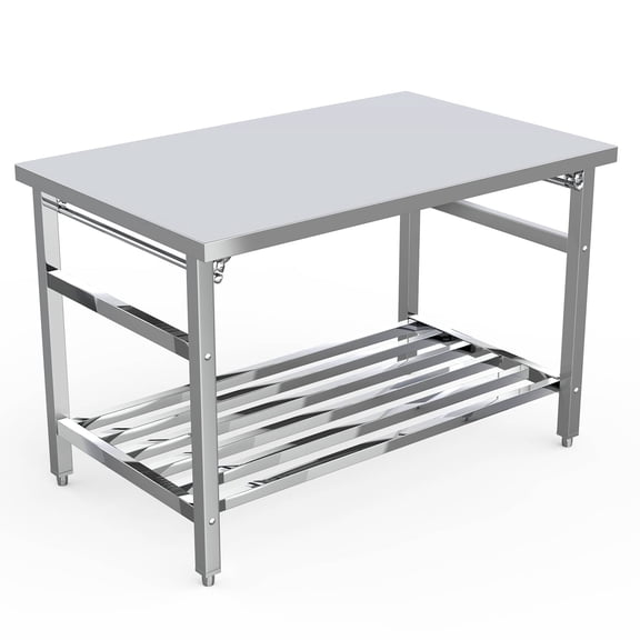 EastVita 48 x 30 Inch Stainless Steel Work Table for Prep and Work Folding Heavy Duty Commercial Food Prep Worktable with Adjustable Undershelf for Commercial Kitchen Restaurant Hotel and Garage