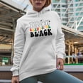 thumbnail image 2 of Thick, Beautiful, Black, Retro Groovy Wavy Black History Month Text Art Merch Gift, White Hooded Sweatshirt or Hoodie, 3XL, 2 of 5