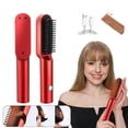 thumbnail image 1 of Pisexur Belleza Maquillaje Peine portátil 2 en 1 para cabello liso y rizado con calentamiento rápido de 10 segundos a 200 °C, plancha alisadora y rizadora de cerámica profepara mujeres y hombres, 1 of 9