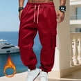 thumbnail image 6 of Men's Tapered Fleece Joggers Drawstring Waist with Pockets, Lightweight Sweatpants for Casual, Gym & Running​ Red 3XL, 6 of 6
