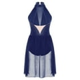 thumbnail image 6 of iEFiEL Womens Sleeveless Lyrical Dance Dress Shiny Rhinestones Flowy Skirt Strappy Back Ballet Leotard Navy Blue M, 6 of 7